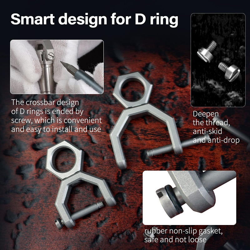 MecArmy Titanium rotatory D shape key ring, Utility Keyring with Screw Shackle, Car Key Tool Key Ring for Everyday Carry (Medium) - Image 5